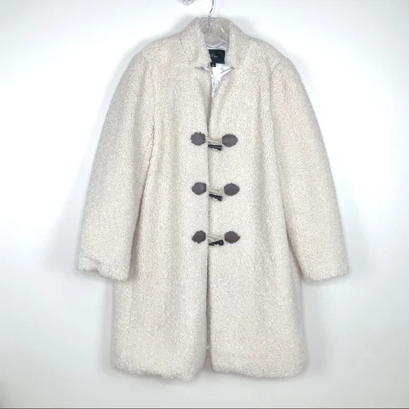 J. Crew Cream Sherpa Coat K2605 - Picture 1 of 10